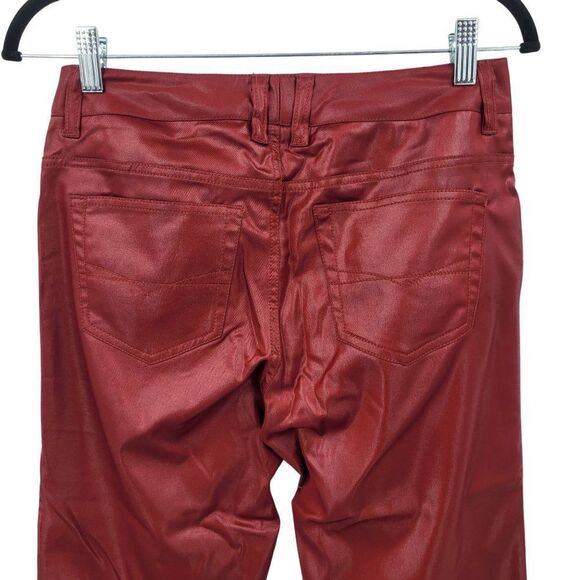 Vtg Z. Cavaricci Womens Red Waxed Denim Stretch Pants Sz 7‎ City Chic Rocker - Picture 8 of 10